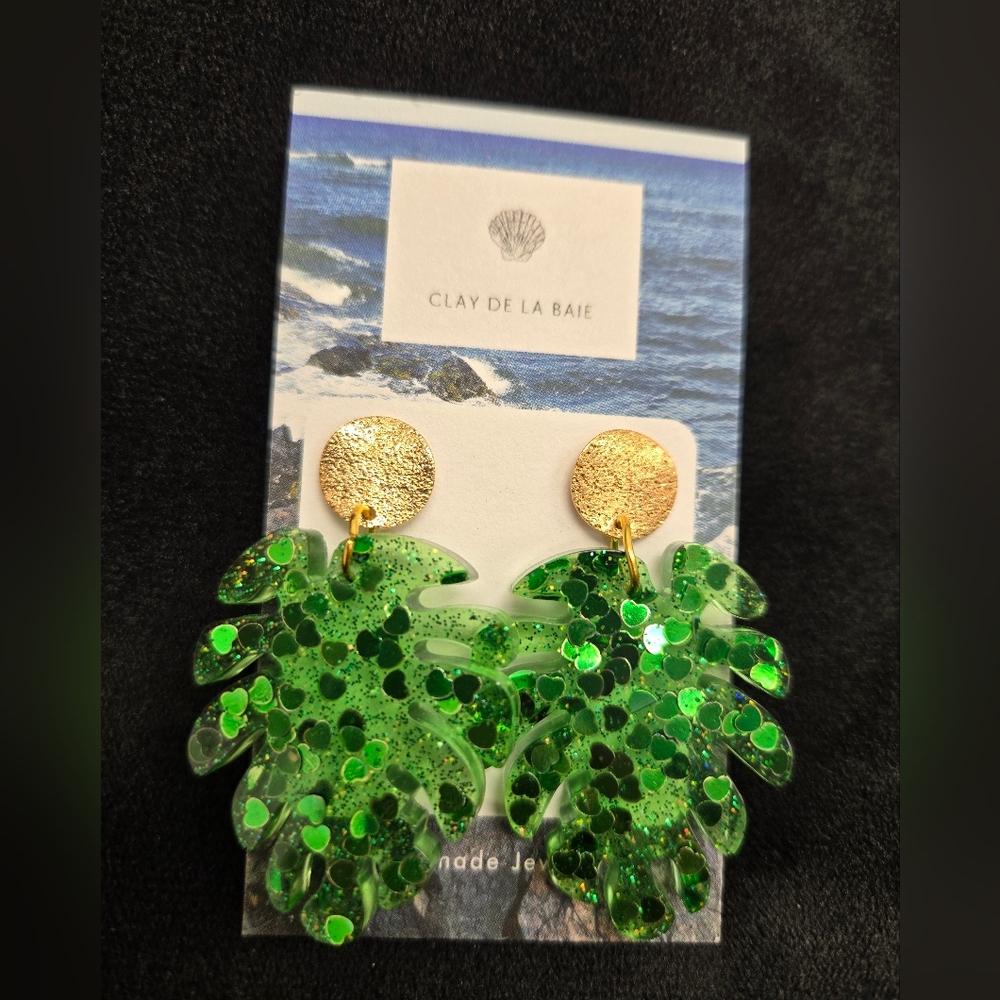 Green Leaf Earrings
